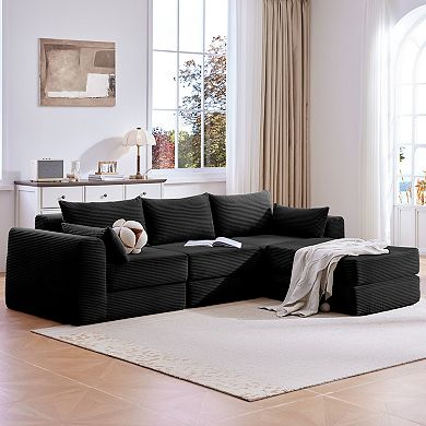 YIORTWO 100 Inch Modular Sectional Sofa Couch with Ottoman and Pillows for Living Room