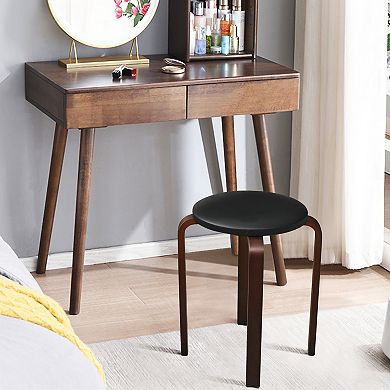 Costway Set of 4 Bentwood Round Stool Stackable Dining Chair W/ Padded Seat