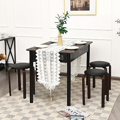 Costway Set of 4 Bentwood Round Stool Stackable Dining Chair W/ Padded Seat
