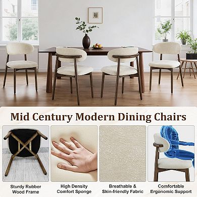 YIORTWO Starry Flannelette Upholstered Dining Chair Solid Wood Legs Armless Kitchen Side Chair