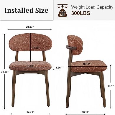 YIORTWO Starry Flannelette Upholstered Dining Chair Solid Wood Legs Armless Kitchen Side Chair