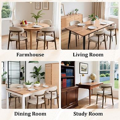 YIORTWO Starry Flannelette Upholstered Dining Chair Solid Wood Legs Armless Kitchen Side Chair
