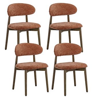 YIORTWO Starry Flannelette Upholstered Dining Chair Solid Wood Legs Armless Kitchen Side Chair