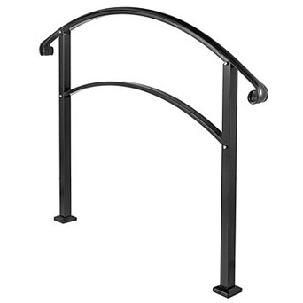 YIORTWO Wrought Iron Outdoor Step Handrail Flexible Porch Stair Railing for Concrete Wood Steps