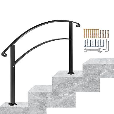 YIORTWO Wrought Iron Outdoor Step Handrail Flexible Porch Stair Railing for Concrete Wood Steps