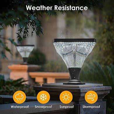 YIORTWO 15.2 Inch Solar Post Light Dimmable with Remote Timer Waterproof Outdoor Pier Lamp