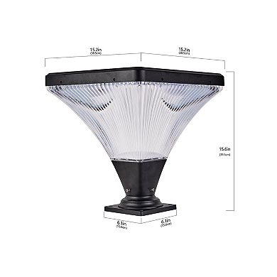YIORTWO 15.2 Inch Solar Post Light Dimmable with Remote Timer Waterproof Outdoor Pier Lamp
