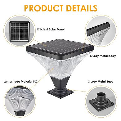 YIORTWO 15.2 Inch Solar Post Light Dimmable with Remote Timer Waterproof Outdoor Pier Lamp