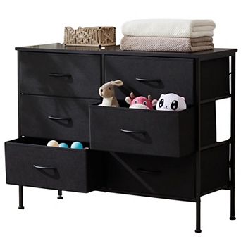 YIORTWO 6 Drawer Fabric Dresser Metal Frame Storage Organizer for Bedroom Closet Entryway