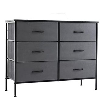 YIORTWO 6 Drawer Fabric Dresser Metal Frame Storage Organizer for Bedroom Closet Entryway