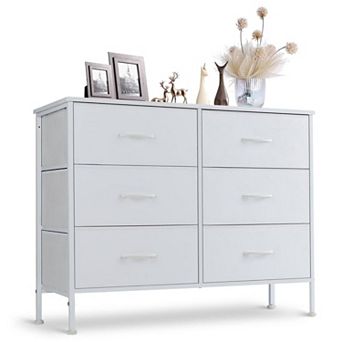 YIORTWO 6 Drawer Fabric Dresser Metal Frame Storage Organizer for Bedroom Closet Entryway