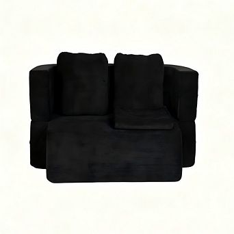 YIORTWO 78.7 Inch 2 in 1 Convertible Sofa Bed High‑Density Foam Scott Fabric Loveseat No Assembly