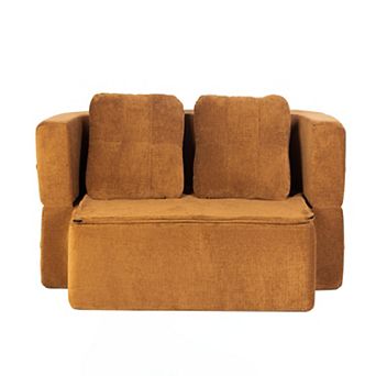 YIORTWO 78.7 Inch 2 in 1 Convertible Sofa Bed High‑Density Foam Scott Fabric Loveseat No Assembly