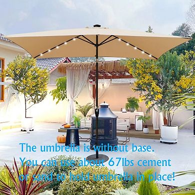 YIORTWO 10 x 6.5 Ft Solar LED Patio Umbrella with Crank Tilt
