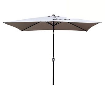YIORTWO 10 x 6.5 Ft Solar LED Patio Umbrella with Crank Tilt