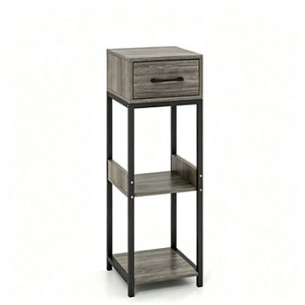 3 tier Tall Plant Stand with Drawer Anti-tipping Devices-Gray, End Table