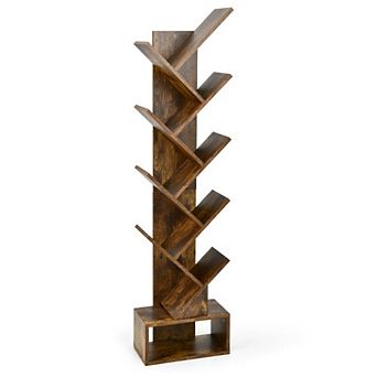 10 tier Tree Bookshelf with Drawer Free-standing Storage Bookcase