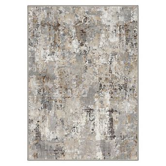 GENIMO Abstract Distressed Texture Machine Washable Low Pile Non Slip Soft Polyester Rug