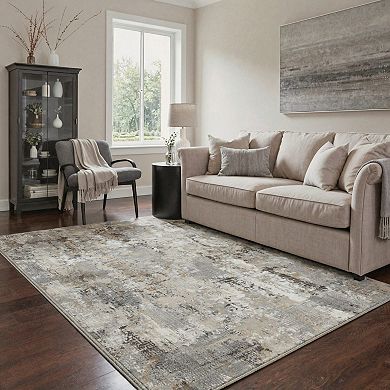 GENIMO Abstract Distressed Texture Machine Washable Low Pile Non Slip Soft Polyester Rug