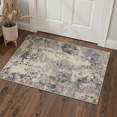 GENIMO Abstract Distressed Texture Machine Washable Low Pile Non Slip Soft Polyester Rug