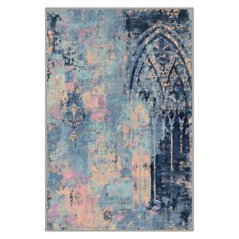 GENIMO Abstract Gothic Arch Damask Machine Washable Low Pile Non Slip Soft Polyester Rug