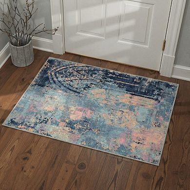 GENIMO Abstract Gothic Arch Damask Machine Washable Low Pile Non Slip Soft Polyester Rug