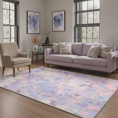 GENIMO Abstract Pastel Bubble Wash Machine Washable Low Pile Non Slip Soft Polyester Rug