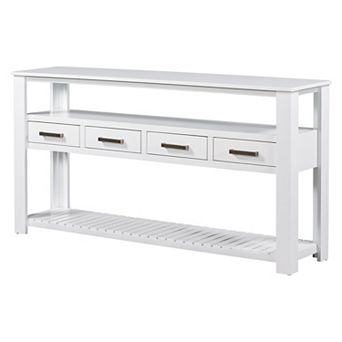 KWPZQEB Large 3 tier Entryway Table with 4 Drawers & Metal Handles
