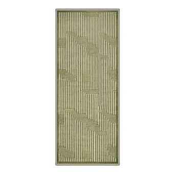 GENIMO Geometric Stripe Maze Machine Washable Low Pile Non Slip Soft Polyester Rug