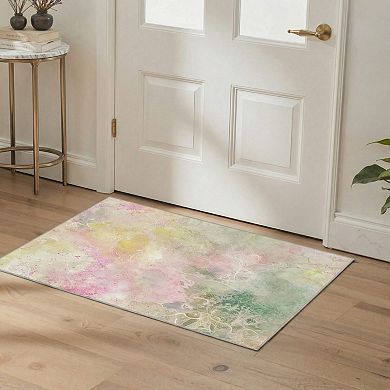 GENIMO Abstract Pastel Watercolor Machine Washable Low Pile Non Slip Soft Polyester Rug