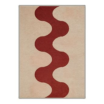 GENIMO Modern Wavy Stripe Machine Washable Low Pile Non Slip Soft Polyester Rug
