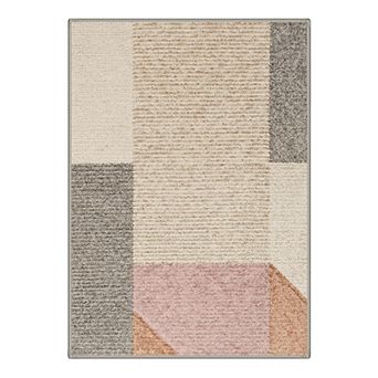 GENIMO Modern Geometric Block Machine Washable Low Pile Non Slip Soft Polyester Rug
