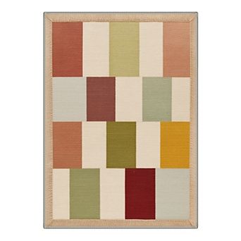 GENIMO Modern Color Block Machine Washable Low Pile Non Slip Soft Rug