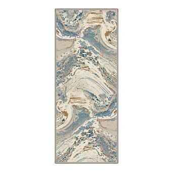 GENIMO Abstract Marble Wave Machine Washable Low Pile Non Slip Soft Rug