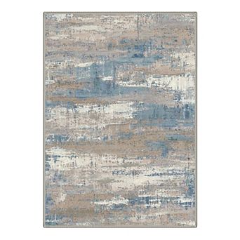 GENIMO Abstract Distressed Brushstroke Machine Washable Low Pile Non Slip Soft Rug