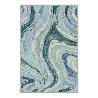 GENIMO Abstract Marble Swirl Machine Washable Low Pile Non Slip Soft Rug