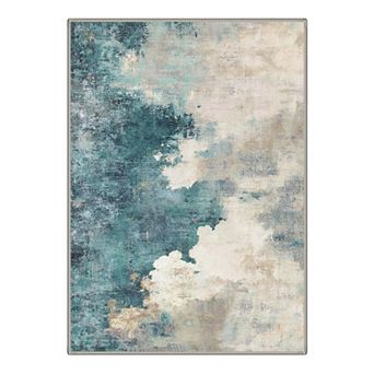 GENIMO Abstract Watercolor Cloud Machine Washable Low Pile Non Slip Soft Rug