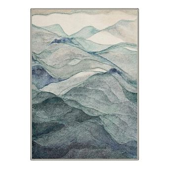 GENIMO Abstract Mountain Landscape Machine Washable Low Pile Non Slip Soft Rug