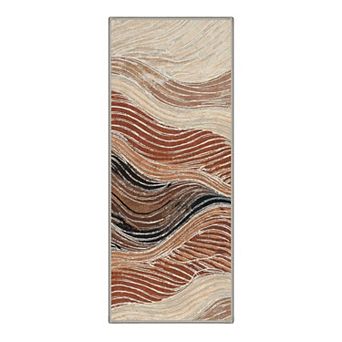 GENIMO Abstract Contour Wave Machine Washable Low Pile Non Slip Soft Rug