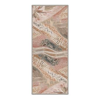 GENIMO Abstract Dotted Line Machine Washable Low Pile Non Slip Soft Rug
