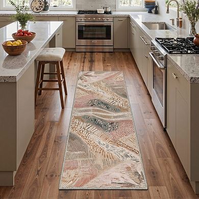 GENIMO Abstract Dotted Line Machine Washable Low Pile Non Slip Soft Rug