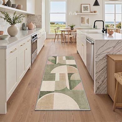 GENIMO Modern Geometric Arch Machine Washable Low Pile Non Slip Soft Rug
