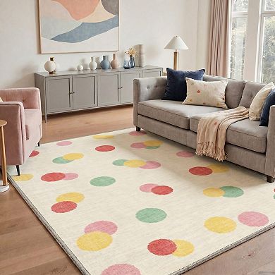 GENIMO Modern Polka Dot Machine Washable Low Pile Non Slip Soft Rug