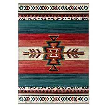 GENIMO Southwestern Geometric Arrow Medallion Machine Washable Low Pile Non Slip Soft Rug