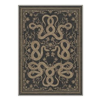 GENIMO Vintage Serpent Floral Border Machine Washable Low Pile Non Slip Soft Rug
