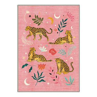 GENIMO Leopard Celestial Leaf Machine Washable Low Pile Non Slip Soft Rug