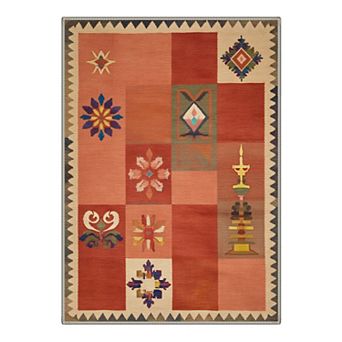 GENIMO Southwestern Patchwork Geometric Machine Washable Low Pile Non Slip Soft Rug