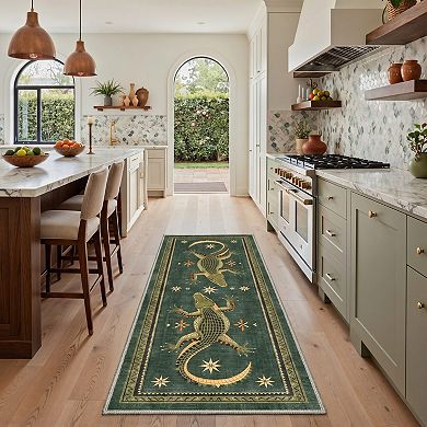 GENIMO Alligator Star Border Machine Washable Low Pile Non Slip Soft Rug