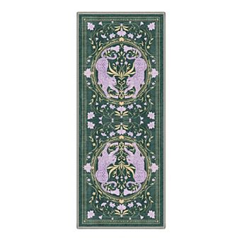 GENIMO Leopard Floral Medallion Machine Washable Low Pile Non Slip Soft Rug