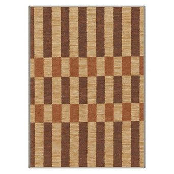 GENIMO Modern Plaid Stripe Machine Washable Low Pile Non Slip Soft Rug